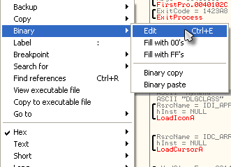 “Binary” -> “Edit”